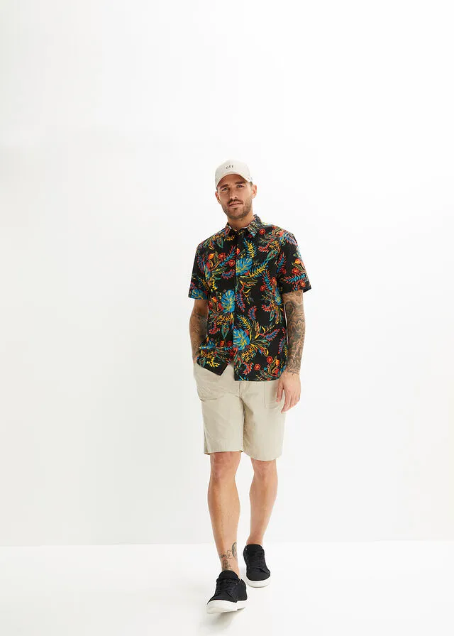 Camisa de manga corta Negro de flores